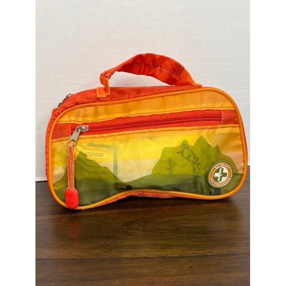 Be Smart Get Prepared First Aid Kit Orange Mountain Graphic Emergency Bag Stock